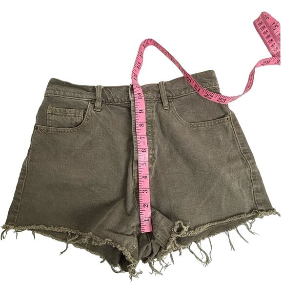 PacSun Vintage High Rise Brown Button Fly Frayed Hem Cutoff Shorts Size 27 - Picture 6 of 12